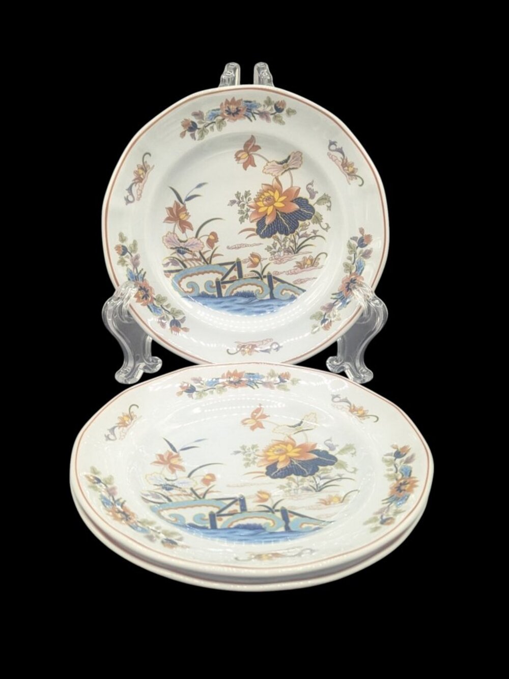 Wedgwood Lotus Georgetown Collection Three Bread Plates Crazing Gray Marks